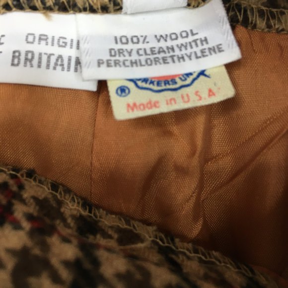 NWT Vintage CALVIN KLEIN Plaid/Herringbone High Waist Cuff Hem 100% Wool Pant - Picture 3 of 12